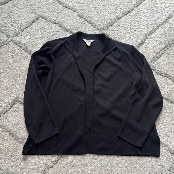 Exclusively Misook black cardigan open front simple chic office large petite - Picture 1 of 7